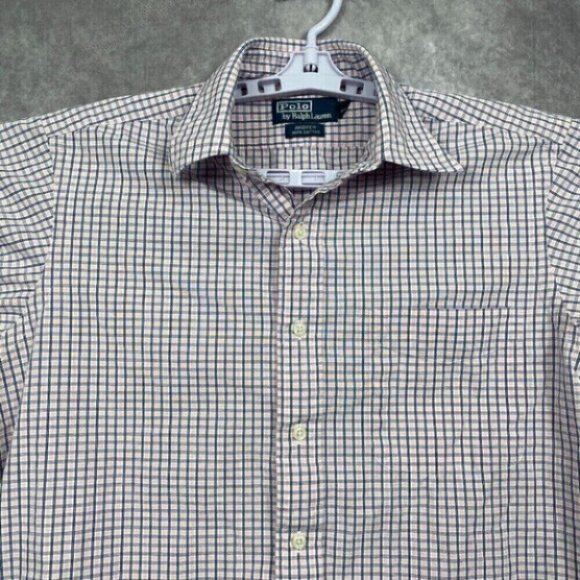 Polo Ralph Lauren Shirt Mens 15.5 34/35 Plaid Cotton Andrew Button-Up Collar - Picture 3 of 10
